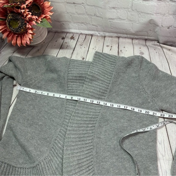 Talbots Gray Women's Cardigan Sweater open front shawl collar sz L wool blend - Picture 5 of 7